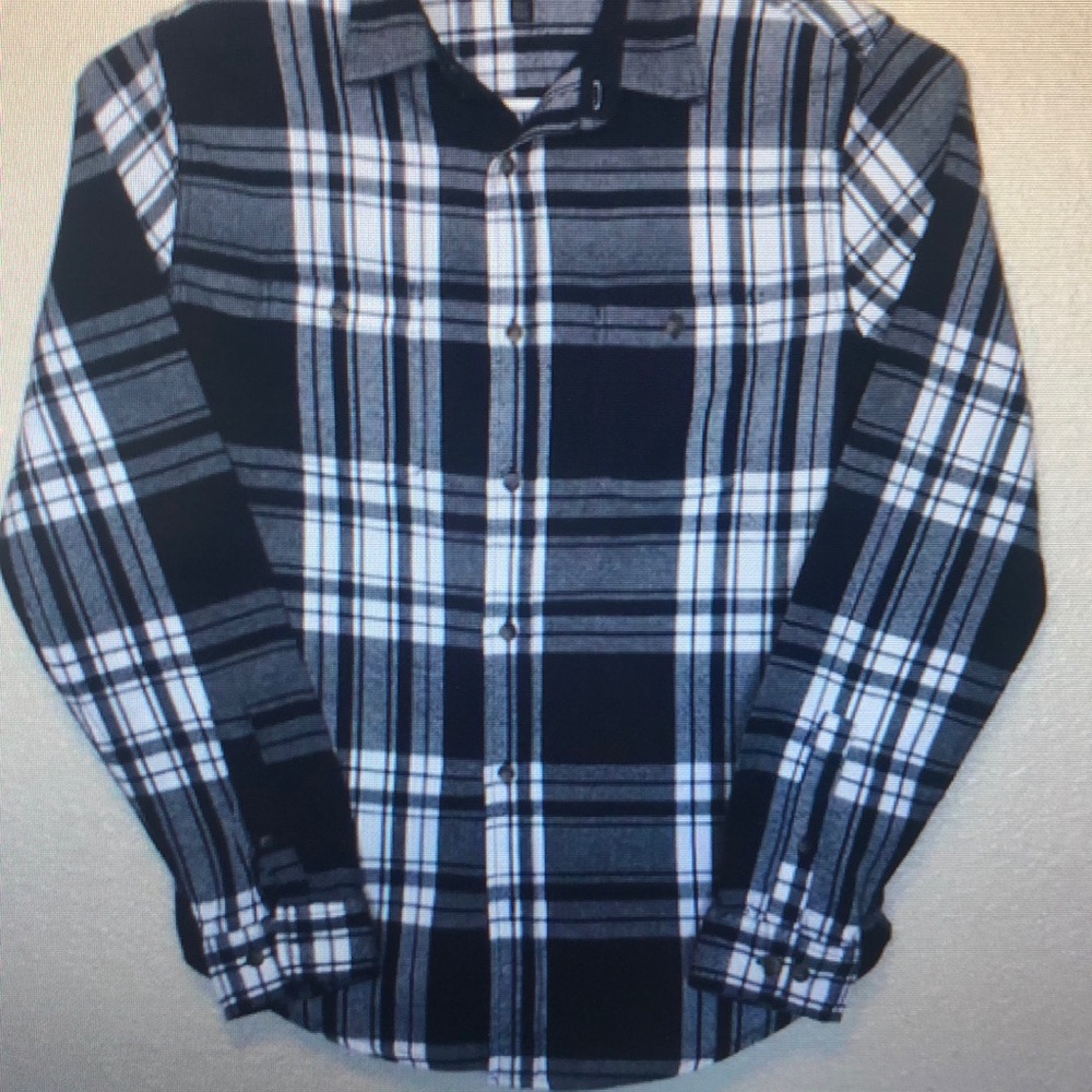 Men's Black and White Plaid Shirt